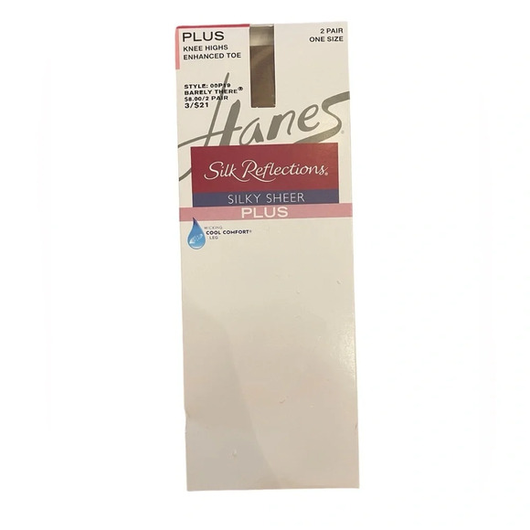 Hanes 2-Pack Knee Highs Silk Reflections Silky Sheer Enhanced Toe Cool Comfort - Picture 1 of 6